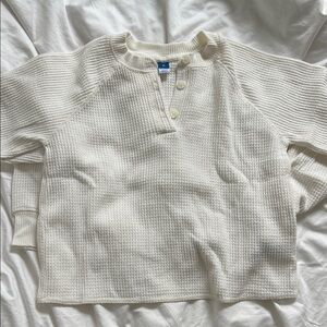 Old Navy Cream Waffle Knit Button Henley Sweater, Size XS